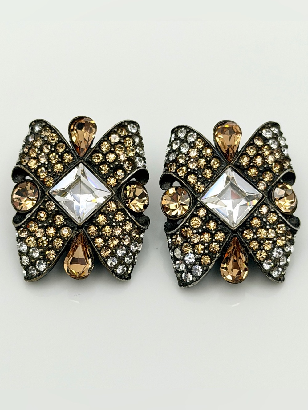 Jay Strongwater Vintage Crystal Clip On Earrings